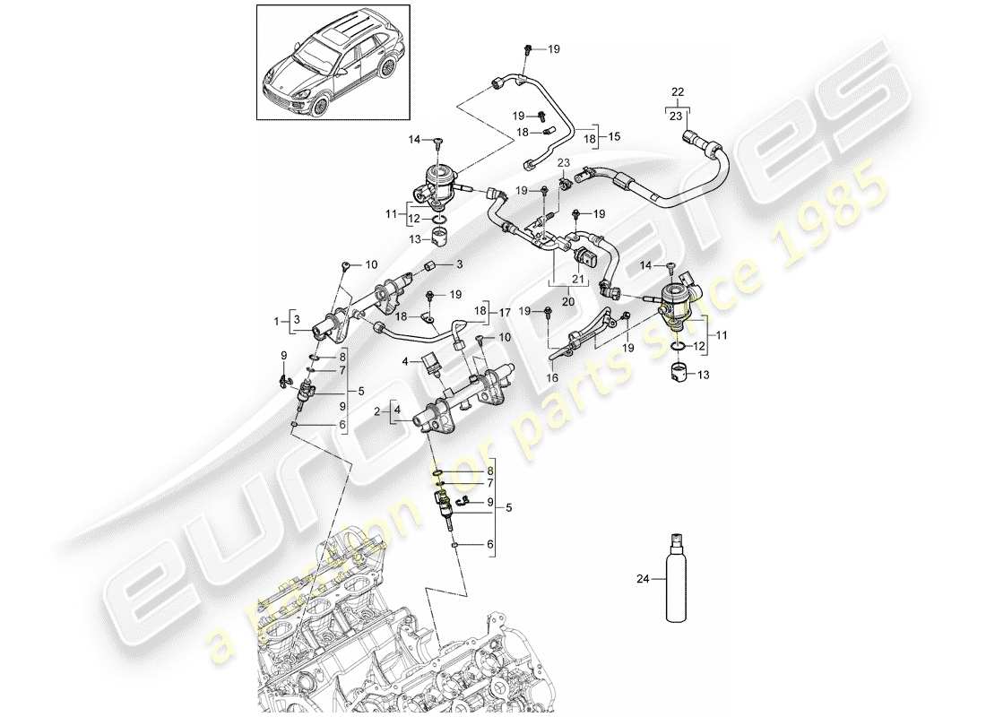 porsche 2012 (cayenne e2 92a) tuyau de récupération de carburant schéma des pièces