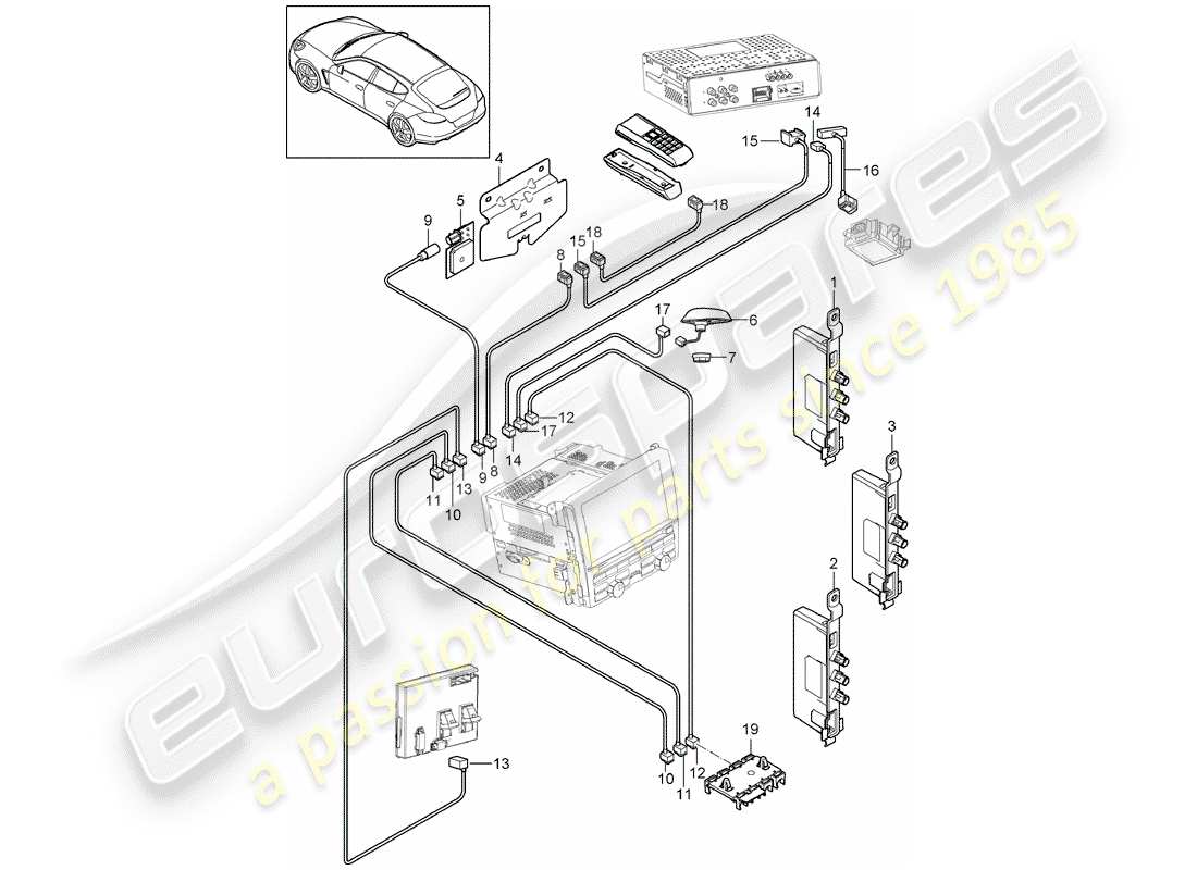 porsche 2010 (panamera 970) amplificateur d'antenne schéma des pièces