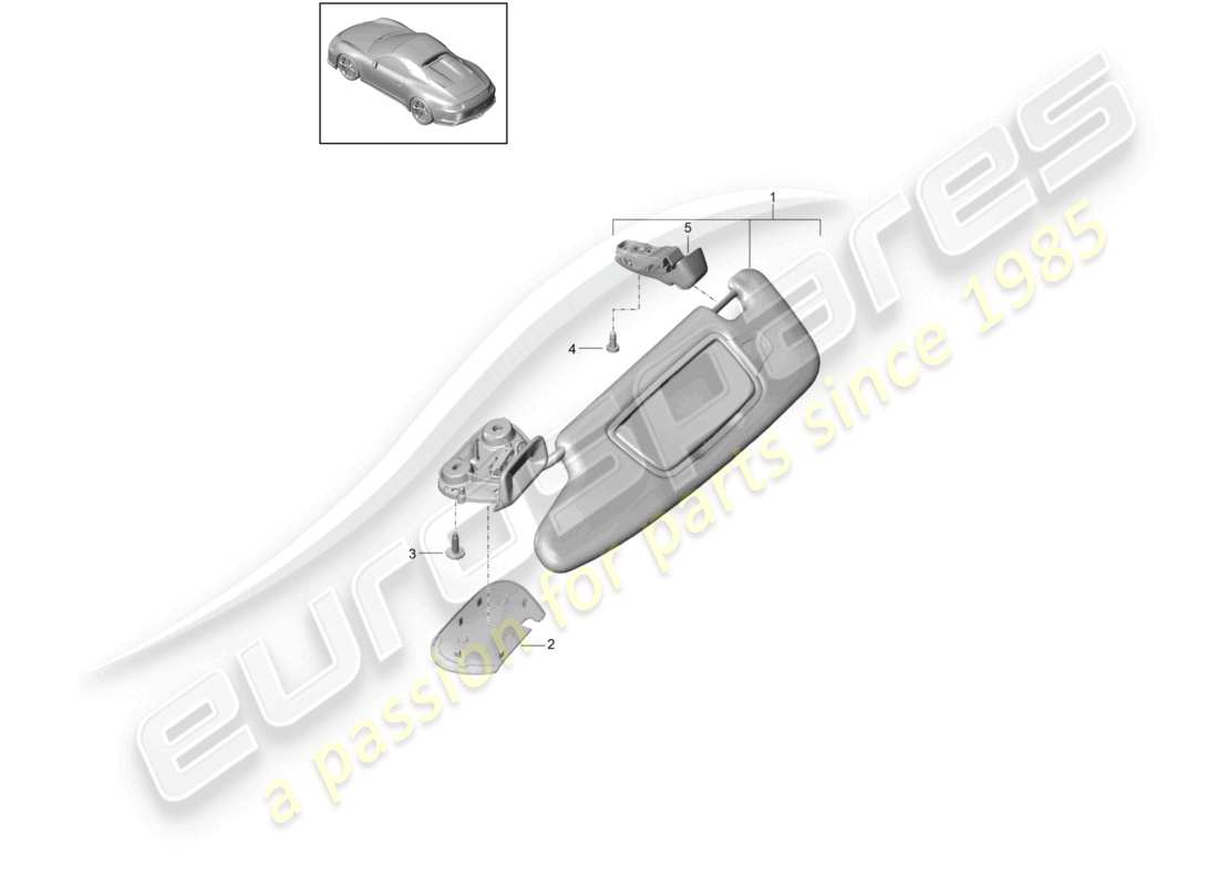 porsche 2020 (991-2 r/gt3/rs) pare-soleil schéma des pièces