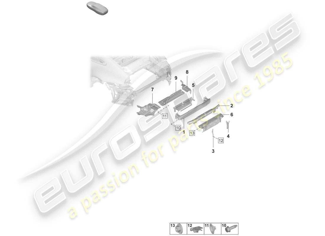 porsche 2019 (992-1) support de pare-chocs schéma des pièces