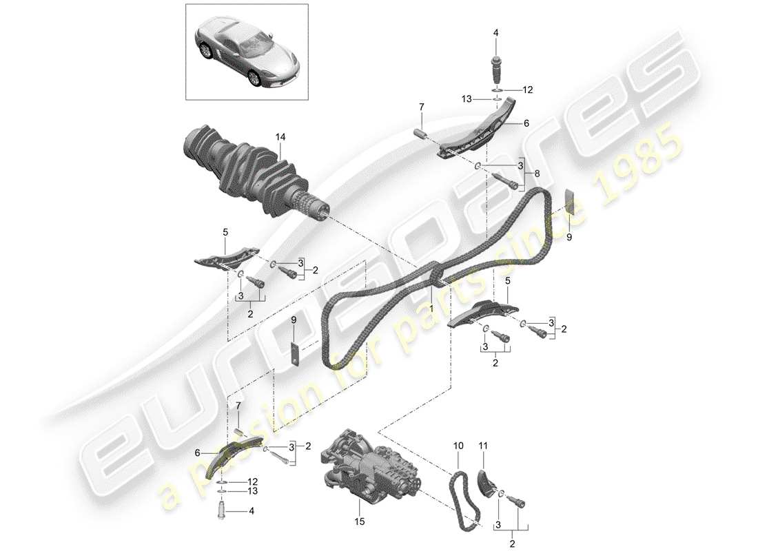 porsche 2020 (718 boxster) chaîne de distribution schéma des pièces