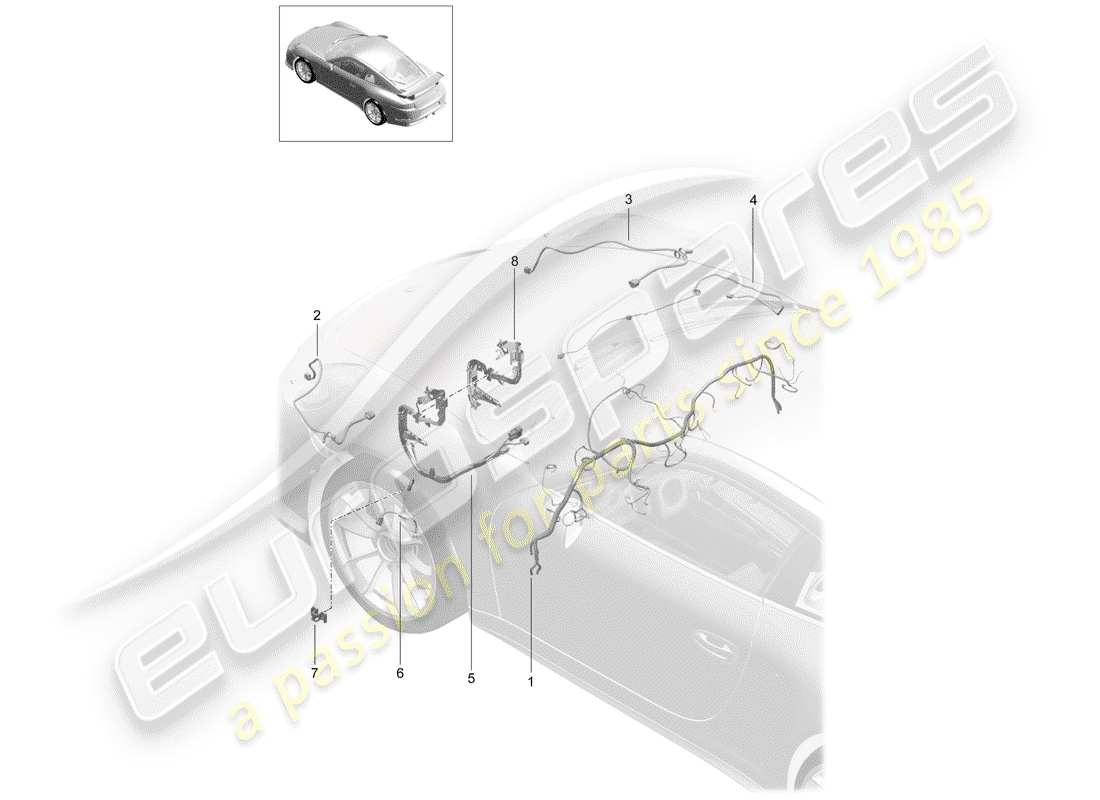 porsche 2015 (991-1 r/gt3/rs) diagramme des pièces du harnais