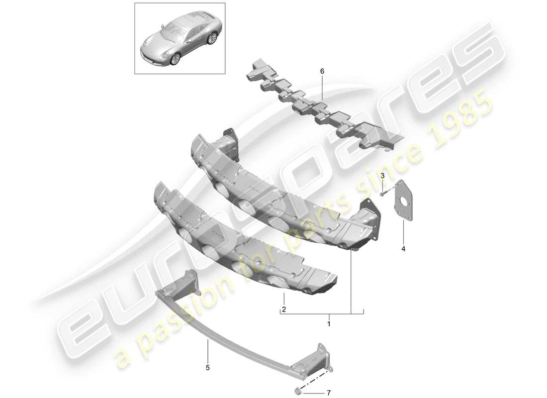 porsche 2019 (991-2) support de pare-chocs schéma des pièces