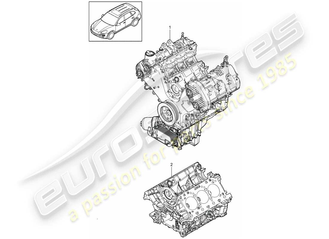 porsche 2013 (cayenne e2 92a) long bloc schéma des pièces