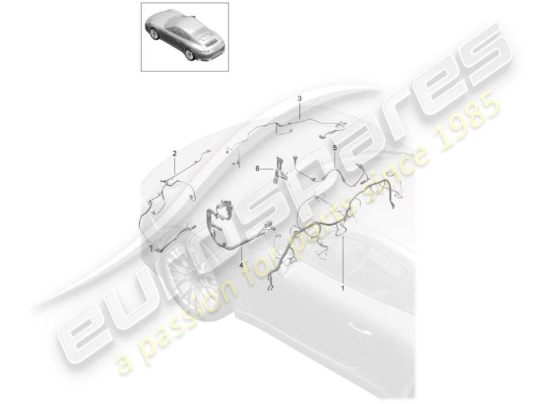 porsche 2019 (991-2) faisceaux de câbles schéma des pièces
