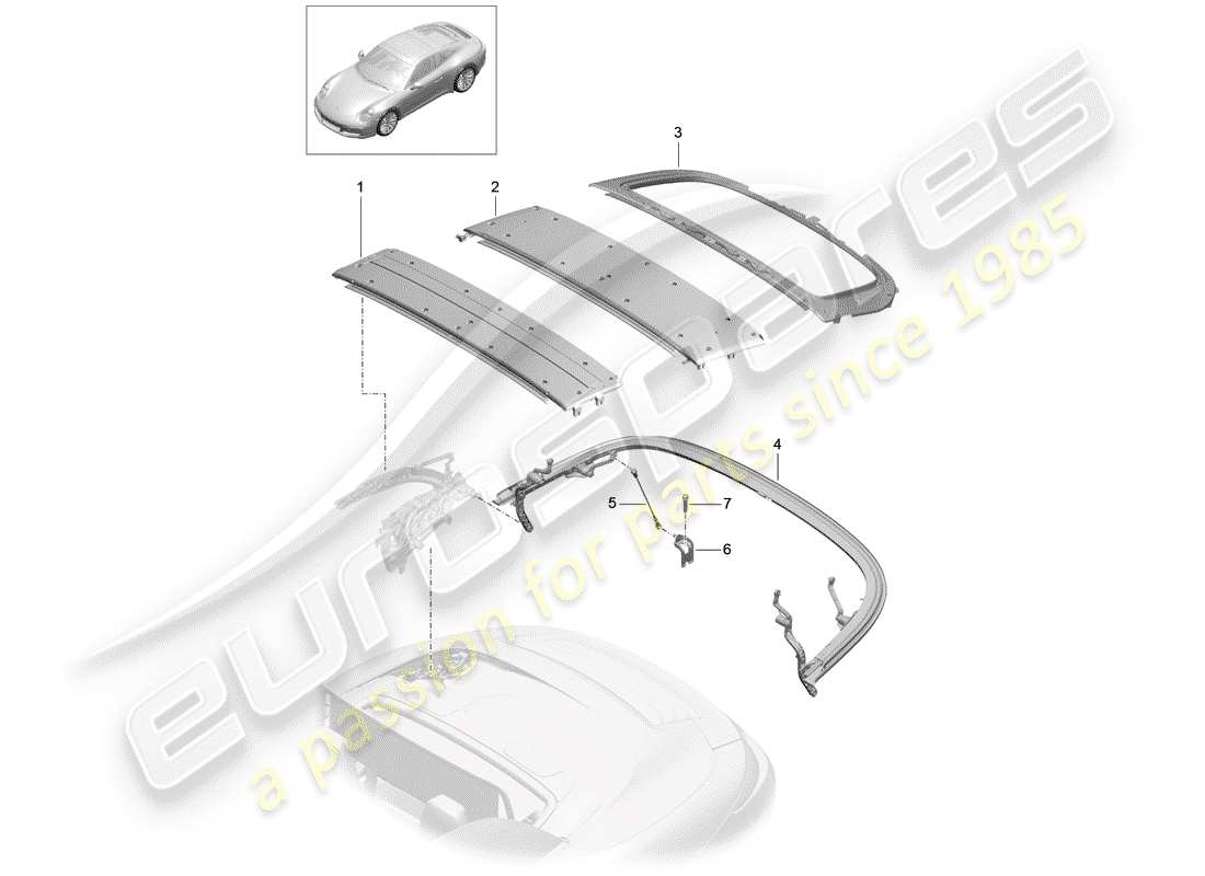 porsche 2019 (991-2) diagramme des pièces du cadre supérieur