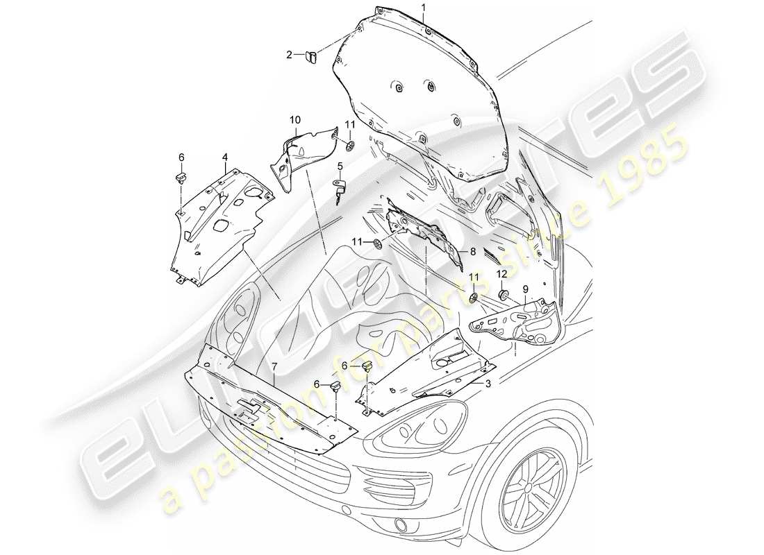 porsche 2018 (cayenne e2 92a) absorbeur de bruit schéma des pièces