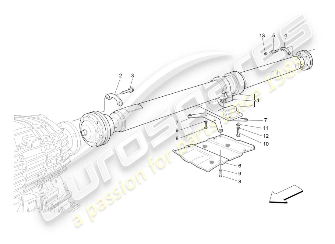 maserati granturismo (2013) arbre de transmission schéma des pièces