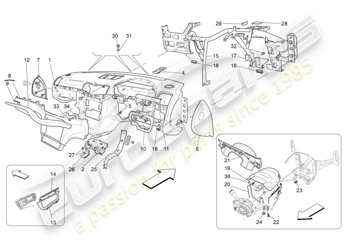 maserati granturismo s (2020) unité de tableau de bord schéma des pièces