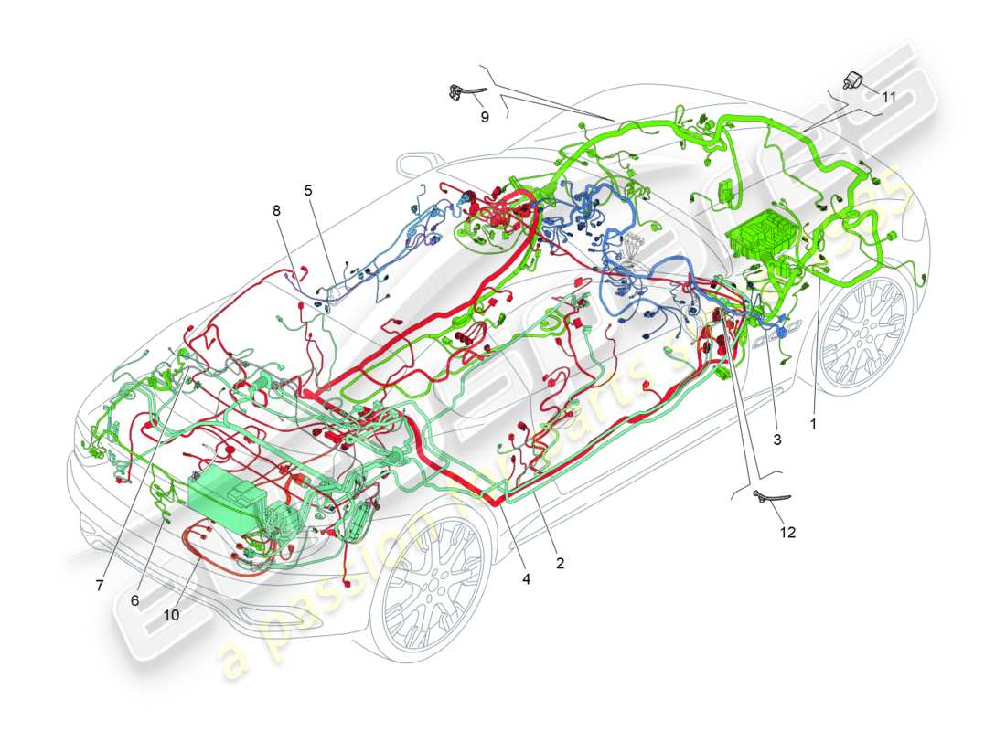 maserati granturismo s (2013) schéma des pièces du câblage principal