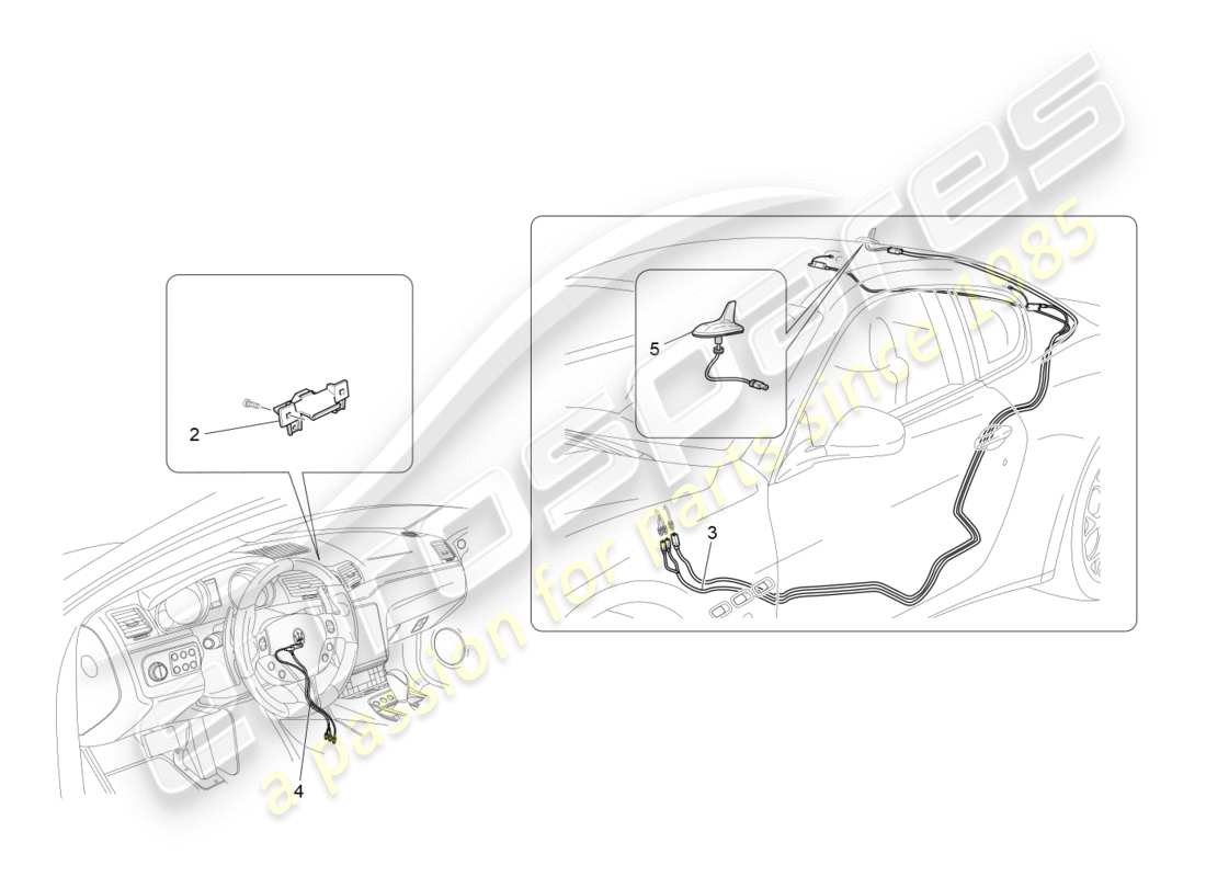 maserati granturismo s (2019) schéma des pièces du système de réception et de connexion