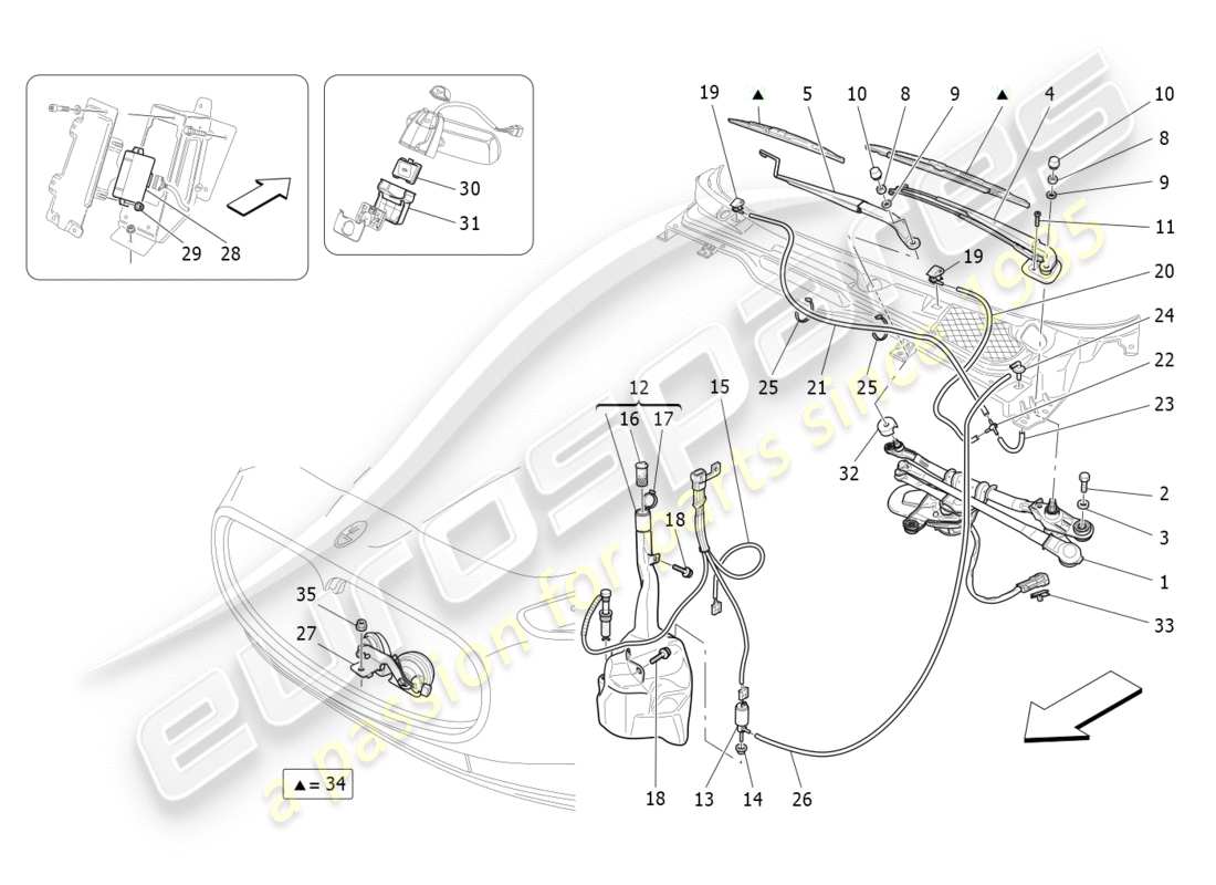 maserati granturismo (2014) schéma des pièces des dispositifs externes du véhicule