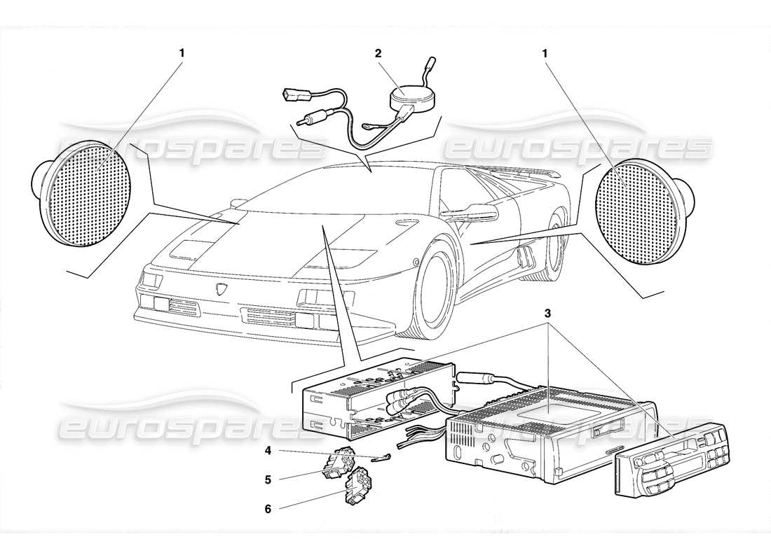 lamborghini diablo se30 (1995) poste de radio schéma des pièces