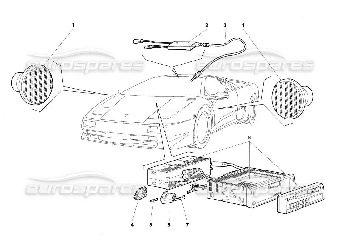 lamborghini diablo sv (1997) schéma des pièces du poste radio
