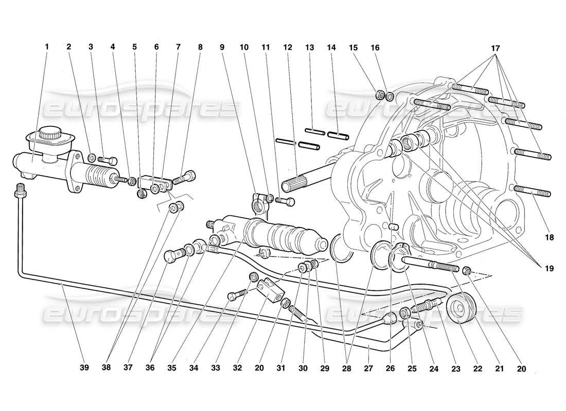 lamborghini diablo sv (1997) leviers de commande d'embrayage schéma des pièces