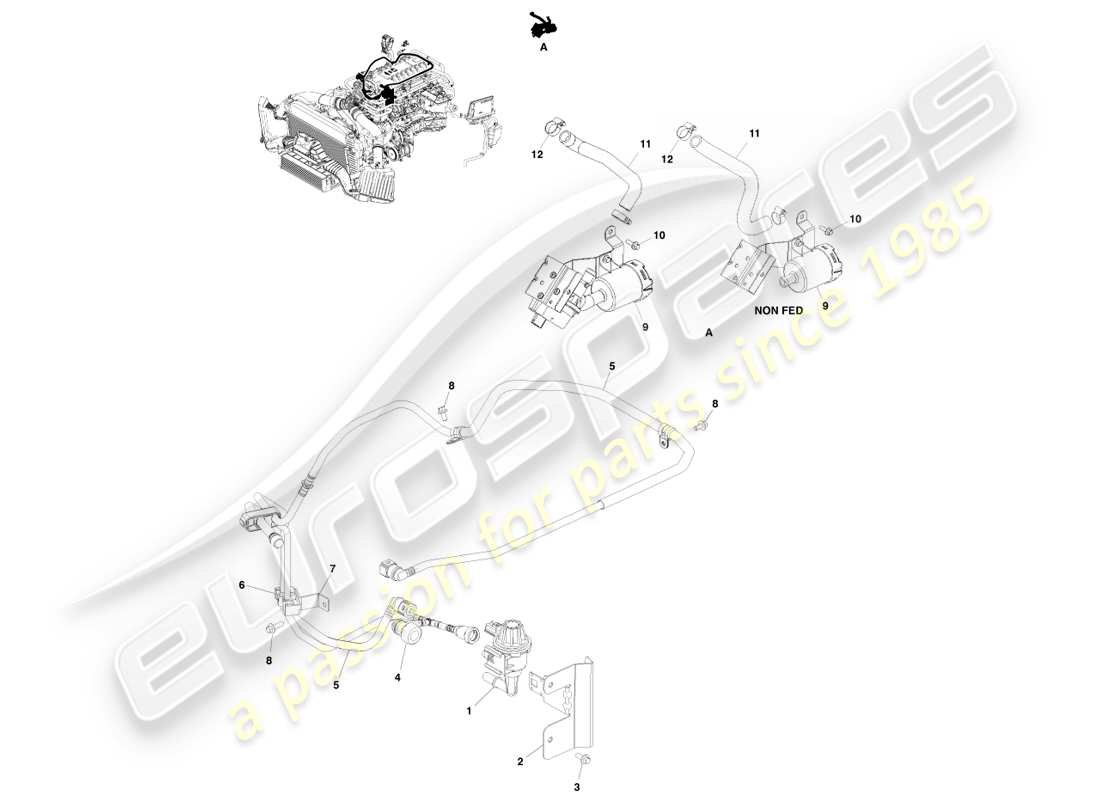 aston martin v8 vantage (2005) diagramme des pièces relatives aux émissions par évaporation