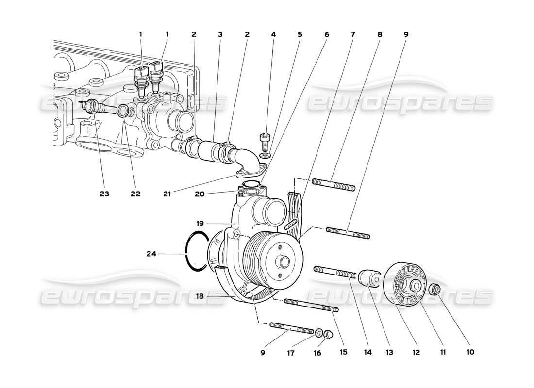 lamborghini diablo sv (1999) pompe à eau schéma des pièces
