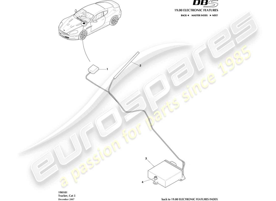 aston martin dbs (2010) diagramme des pièces du tracker