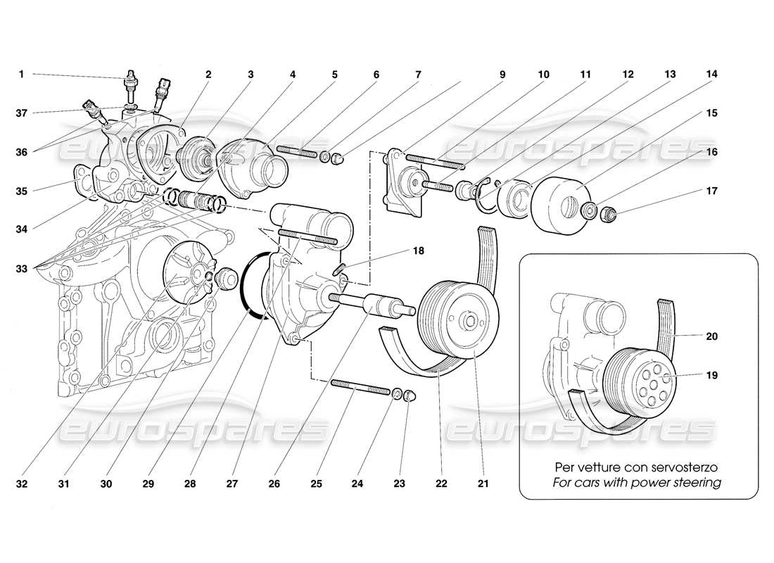 lamborghini diablo se30 (1995) thermostat et pompe à eau schéma des pièces