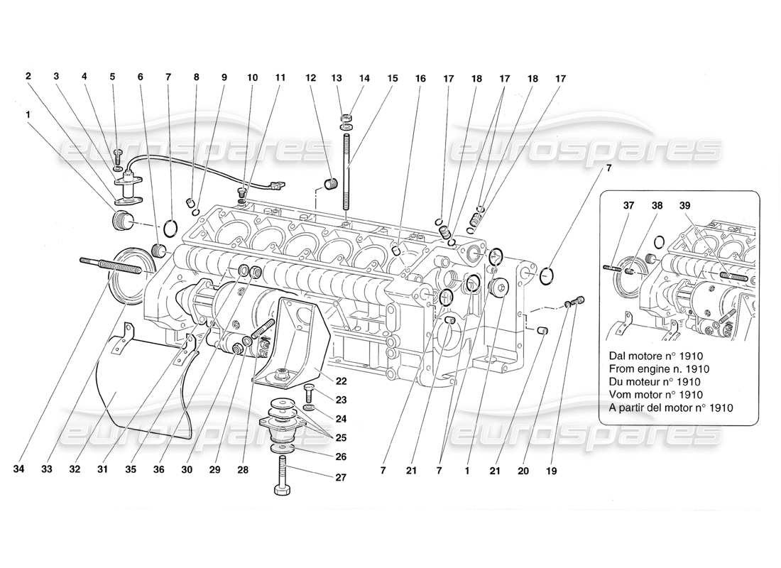 lamborghini diablo roadster (1998) carter moteur schéma des pièces