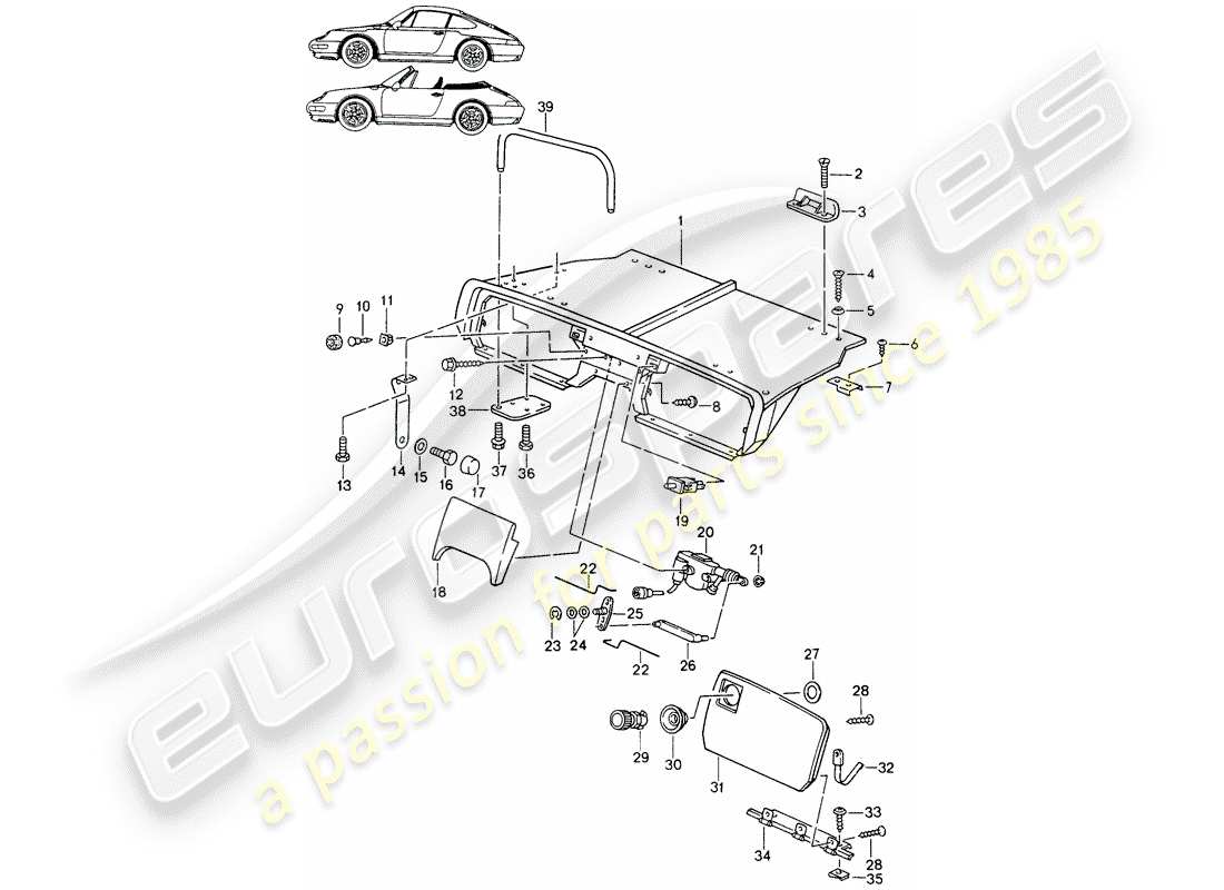 un schéma de pièces du catalogue de pièces porsche 1987 (seats for 944/968/911/928)