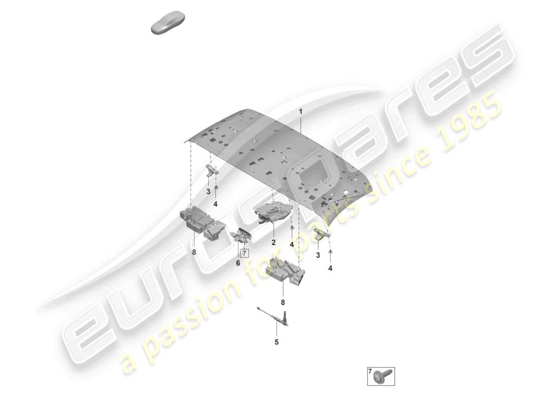 porsche 2019 (992-1) cadre supérieur cadre de toit avant couverture de toit schéma des pièces