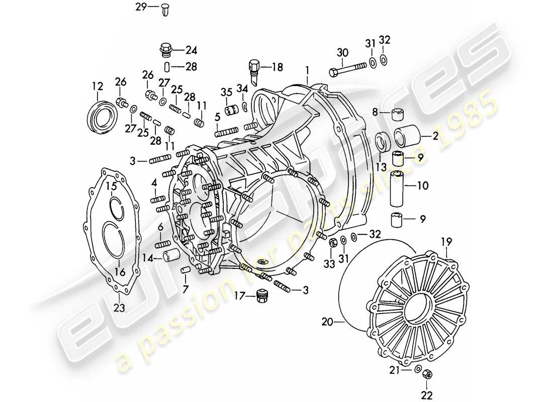 porsche 1971 (911) carter de transmission - typ 915 - d - mj 1972>> schéma des pièces