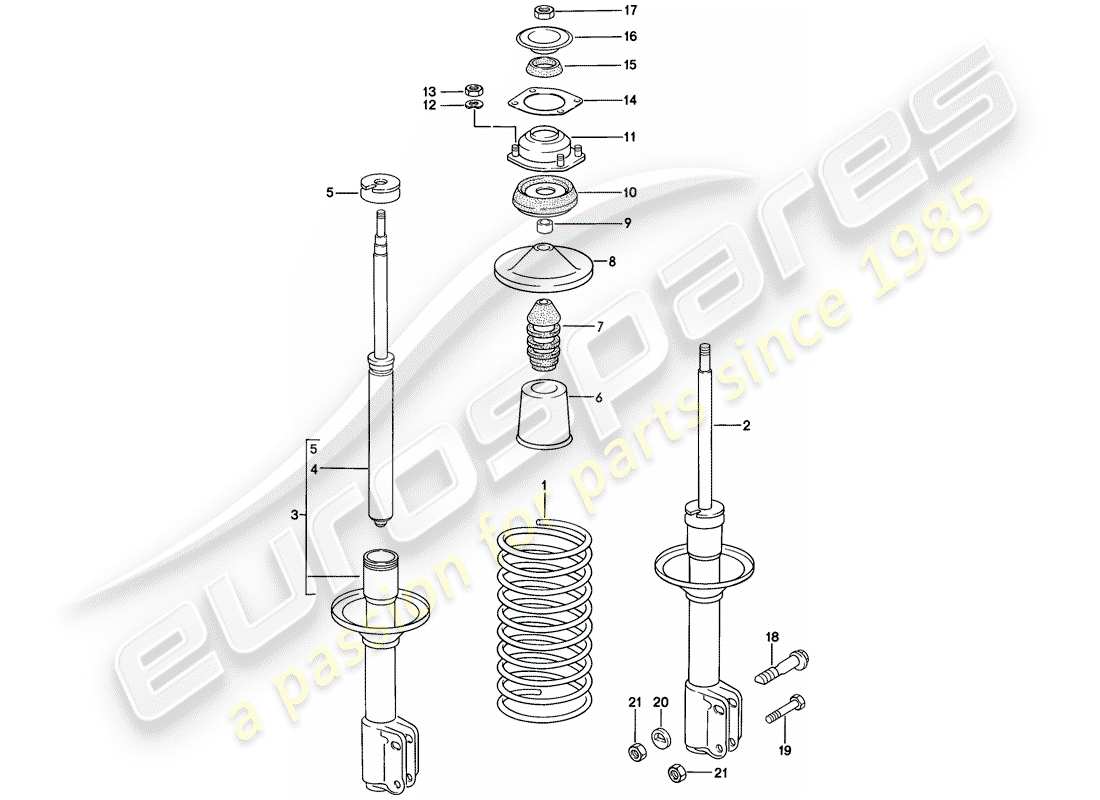 porsche 1987 (924s) suspension - amortisseur schéma des pièces