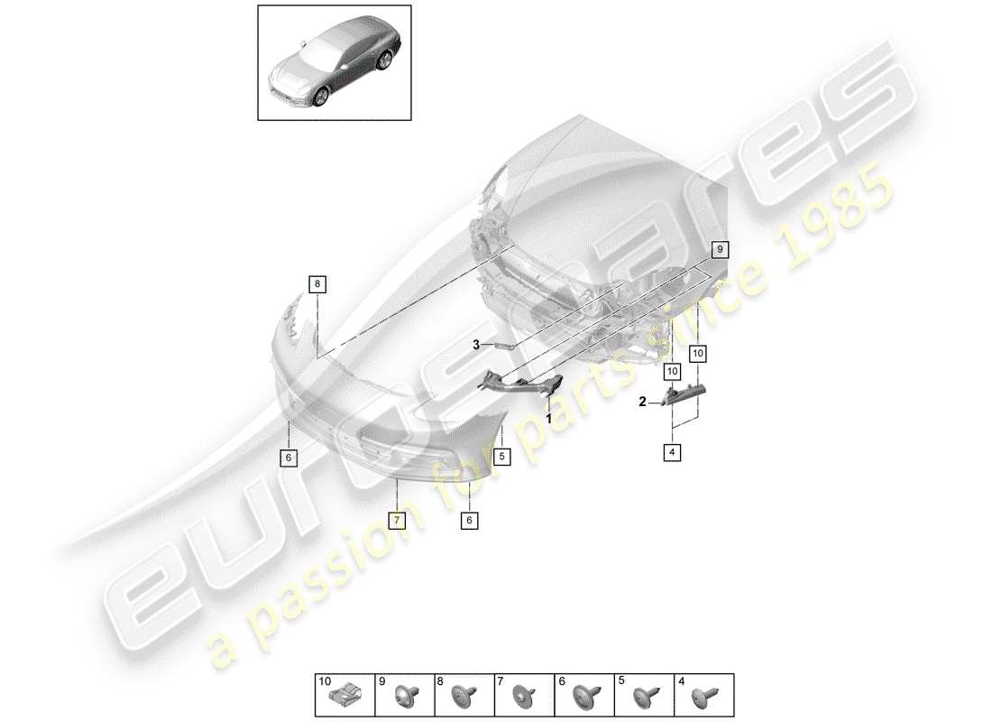 porsche 2019 (panamera 971-1) fixations diagramme des pièces
