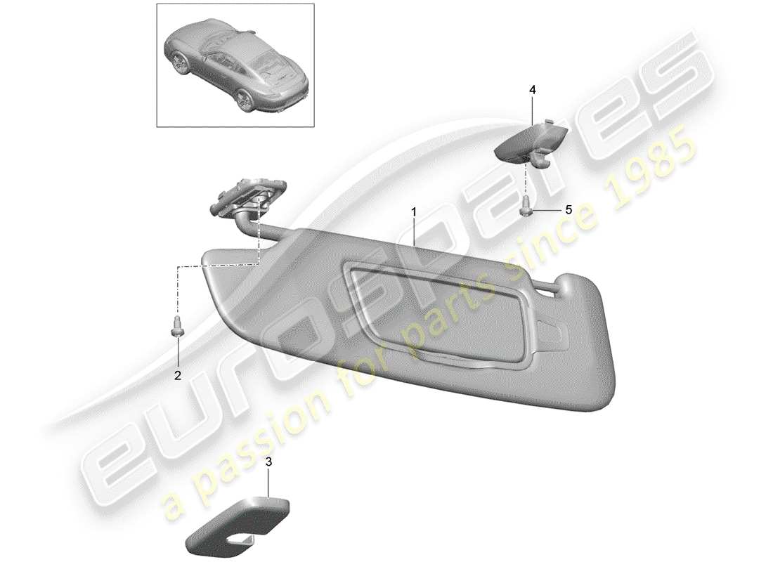 porsche 2013 (991-1) diagramme des pièces des pare-soleil