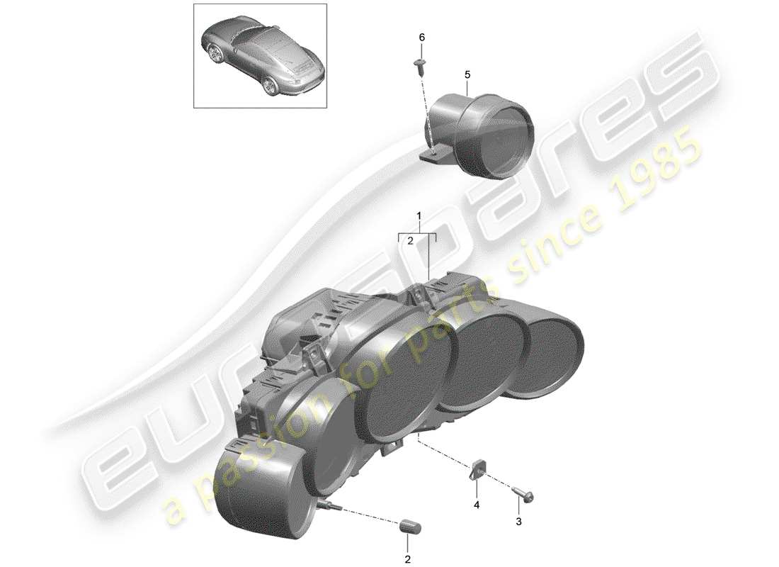 porsche 2013 (991-1) instruments schéma des pièces