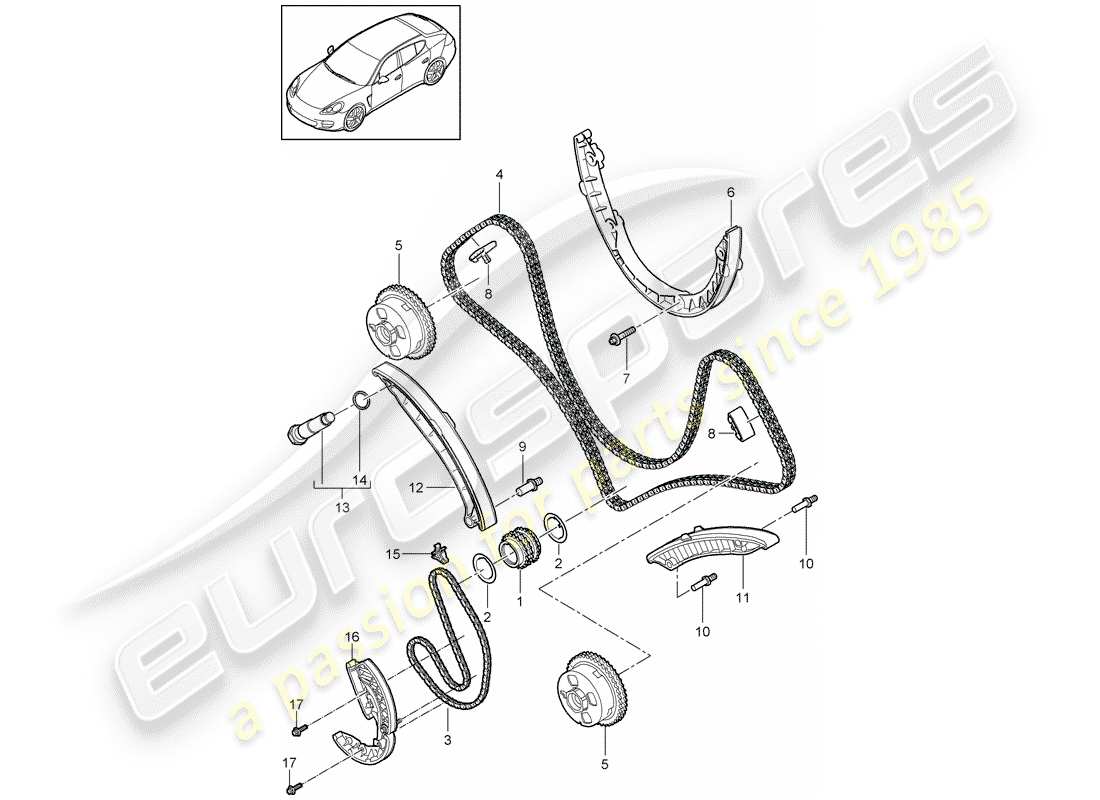 porsche 2011 (panamera 970) chaîne de distribution schéma des pièces