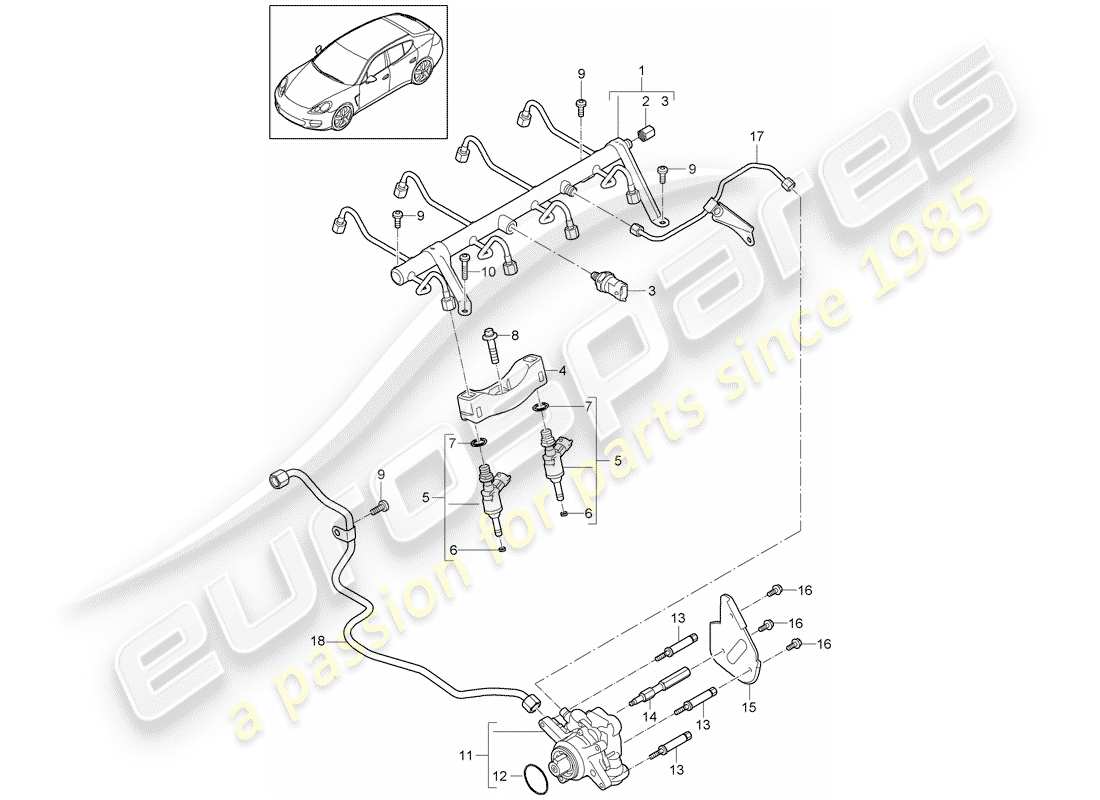 porsche 2013 (panamera 970) tuyau de récupération de carburant schéma des pièces