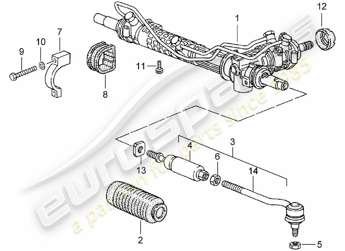 porsche 1997 (993) mécanisme de direction - pièces de direction schéma des pièces
