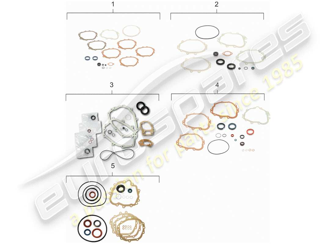 porsche 1971 (911) transmission de remplacement - kits de réparation - jeu de joints schéma des pièces