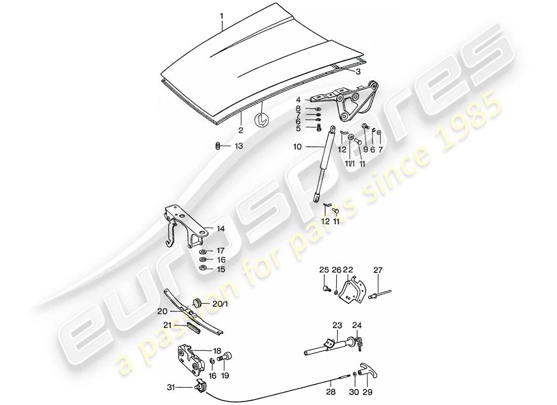 porsche 1976 (911) couverture diagramme de pièce