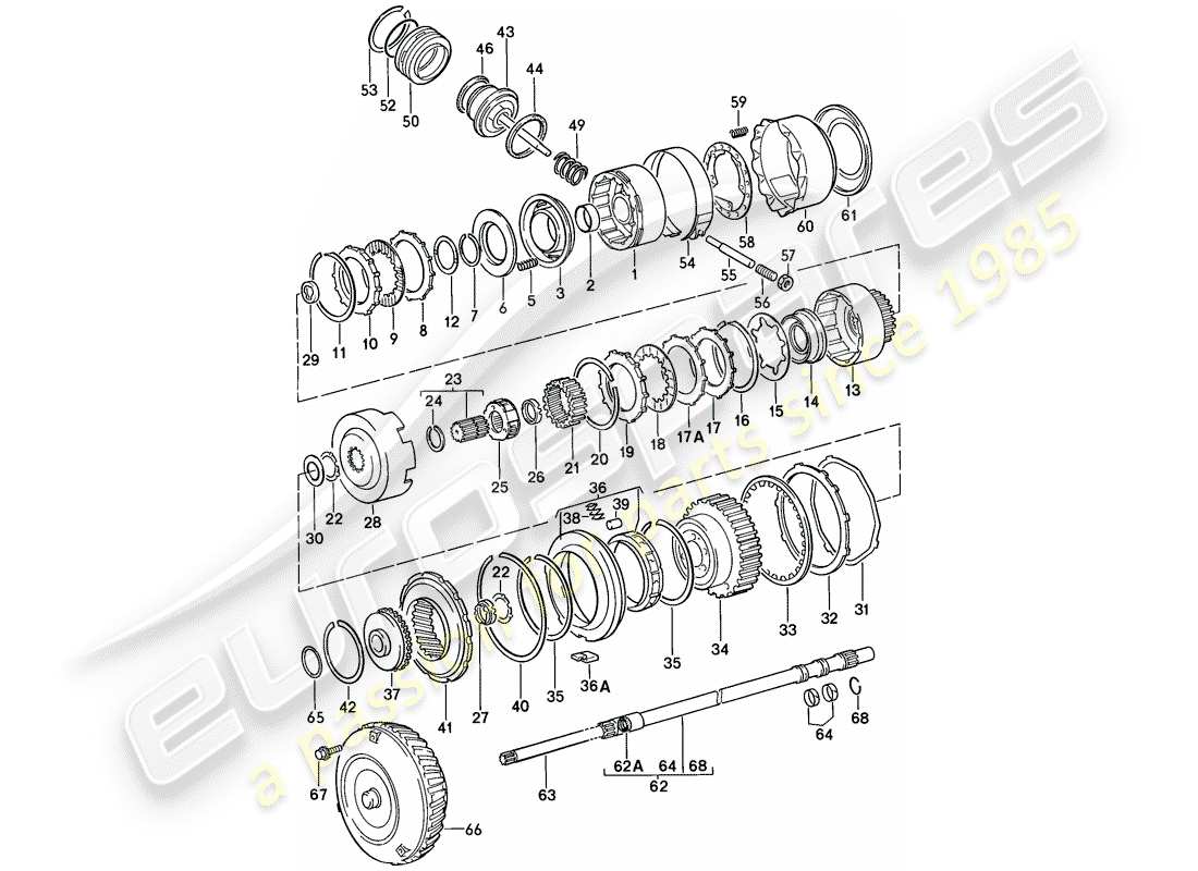 porsche 1987 (924s) commande de transmission - transmission automatique schéma des pièces