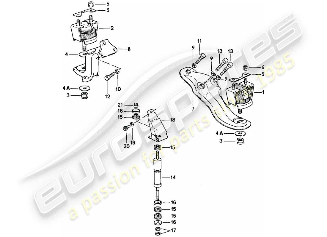 porsche 1982 (924) suspension du moteur schéma des pièces