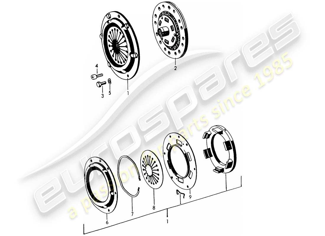 porsche 1961 (356b/356c) embrayage schéma des pièces