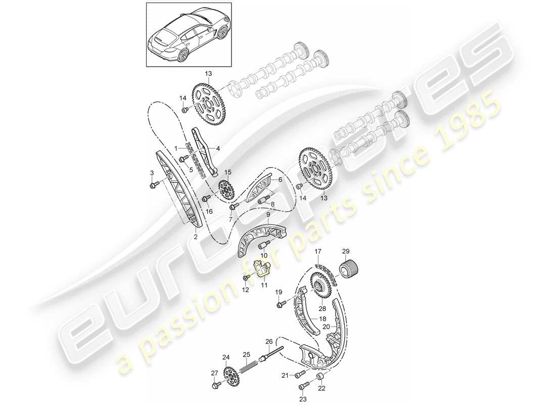 porsche 2014 (panamera 970) chaîne de distribution schéma des pièces