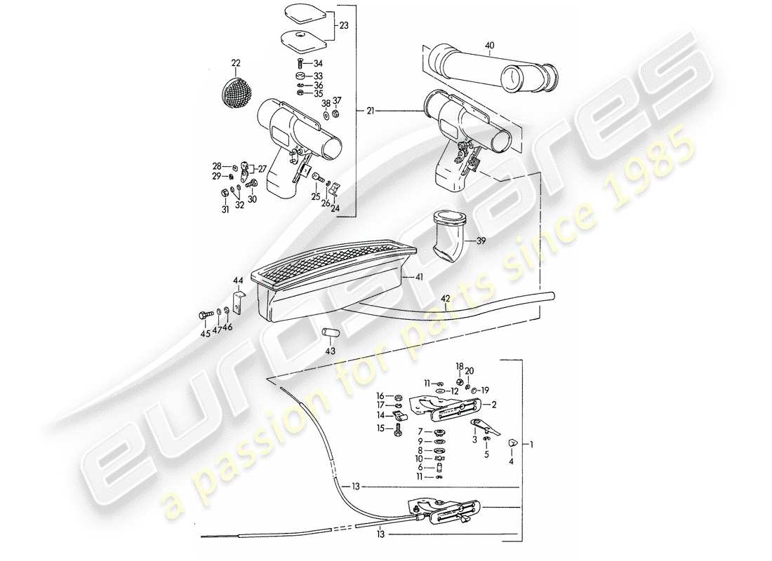 porsche 1964 (356b/356c) ventilation schéma des pièces