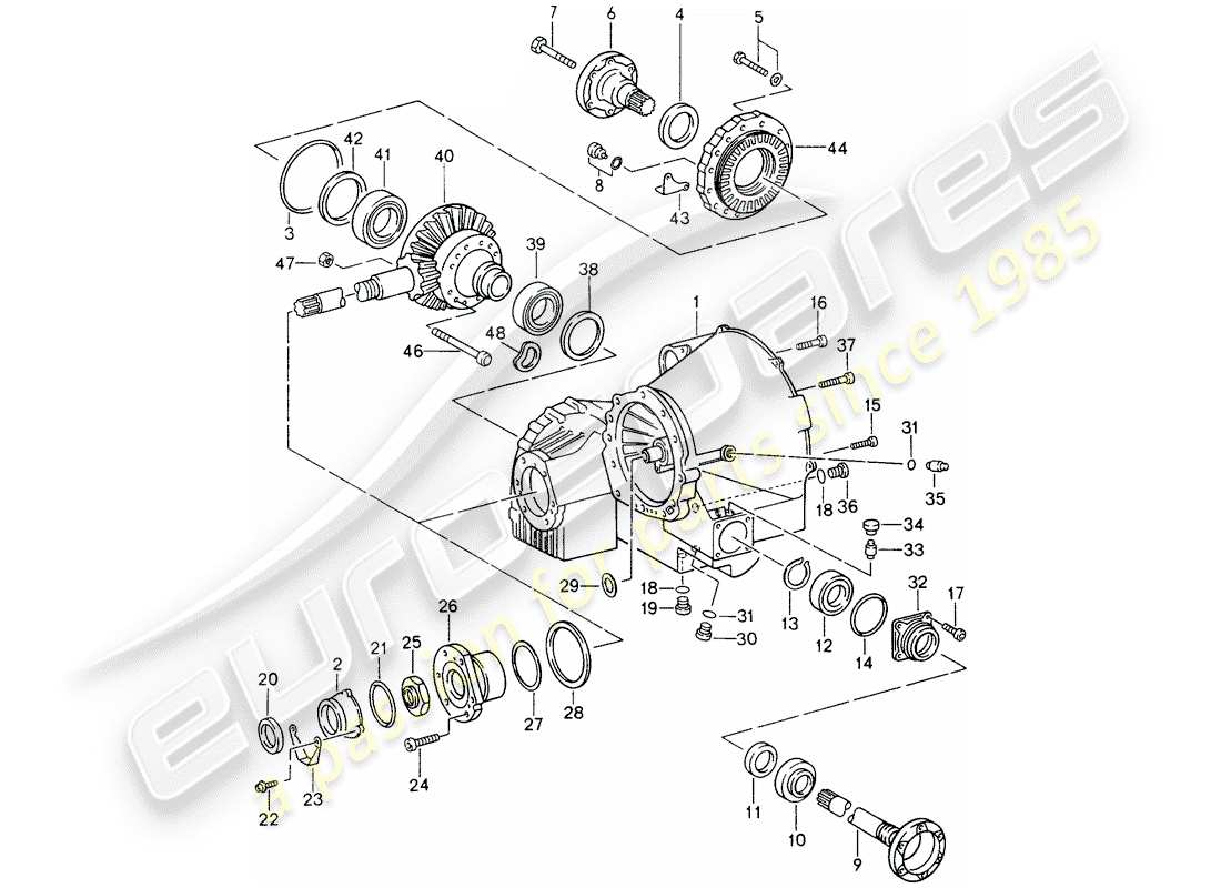 porsche 1994 (993) tiptronic - différentiel - boîtier différentiel schéma des pièces