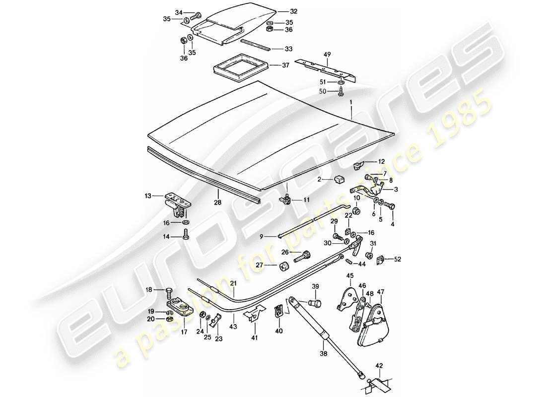 porsche 1981 (924) couverture diagramme de pièce