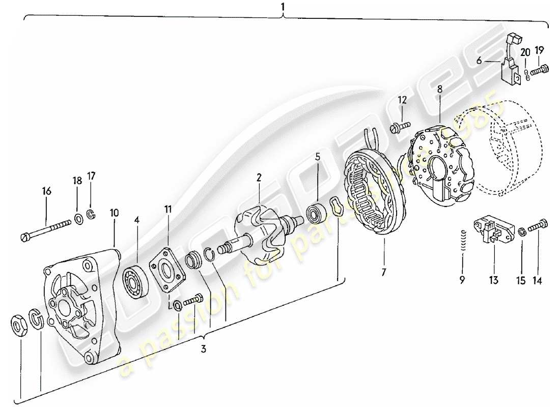 porsche 1982 (924) alternateur schéma des pièces