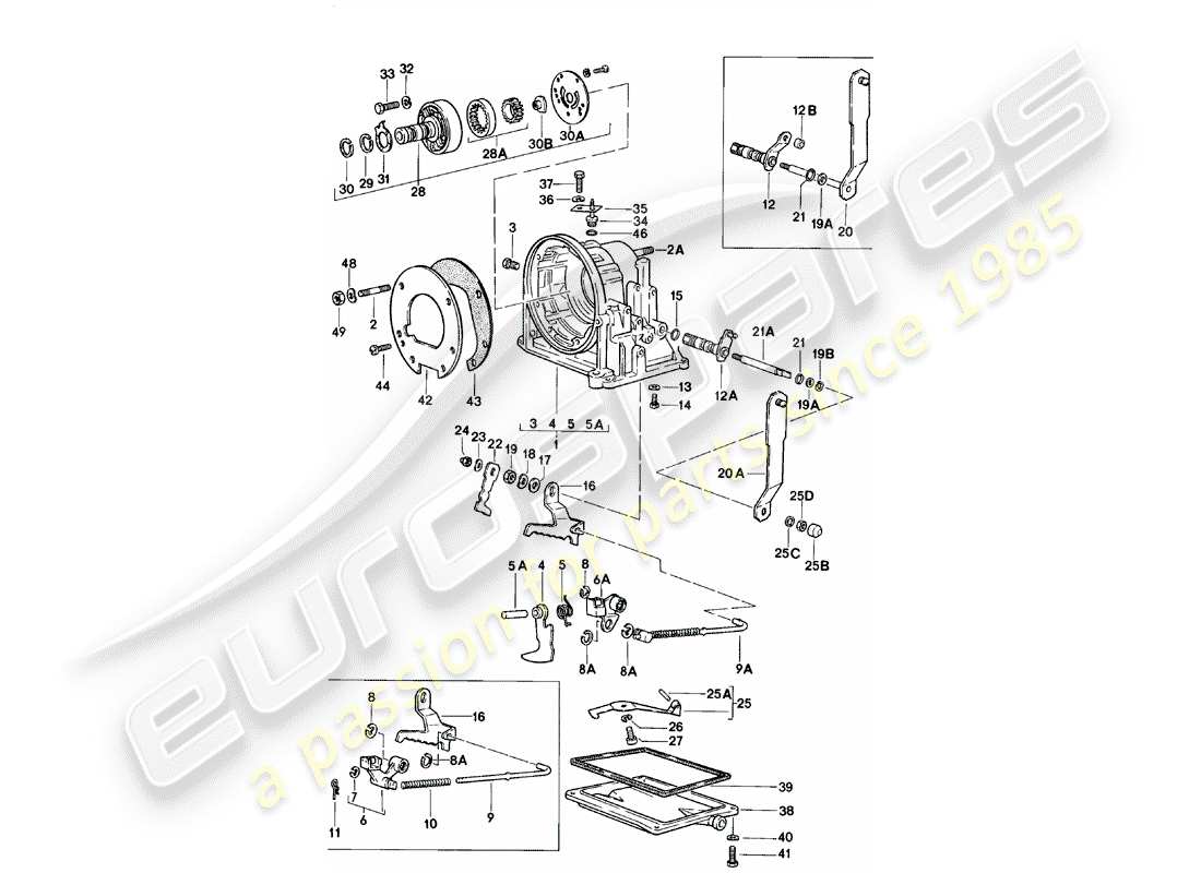 porsche 1981 (924) carter de transmission - transmission automatique schéma des pièces