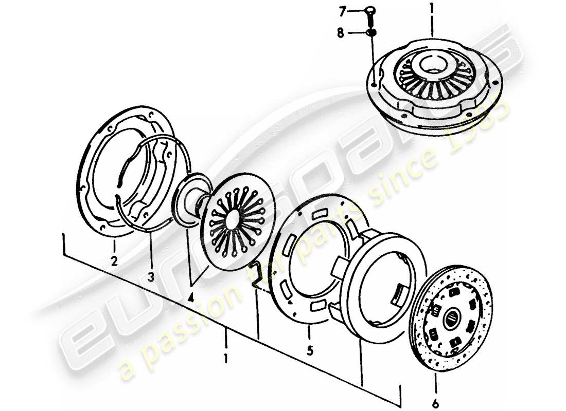 porsche 1957 (356/356a) embrayage - g 25 001 >> schéma des pièces
