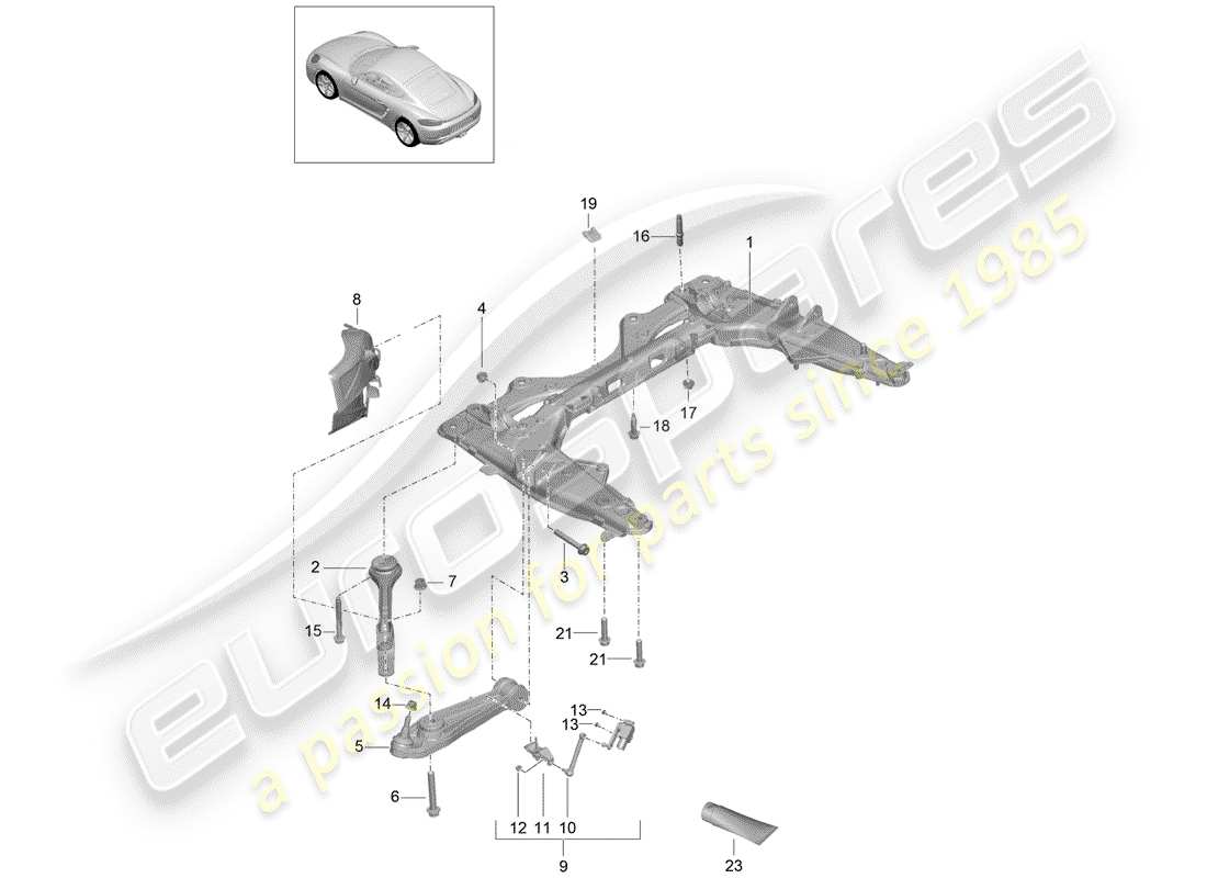 porsche 2020 (718 cayman) traverse schéma des pièces