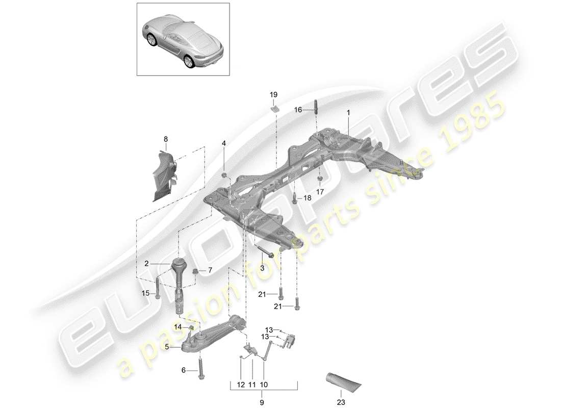porsche 718 cayman (2020) diagramme des pièces de la traverse