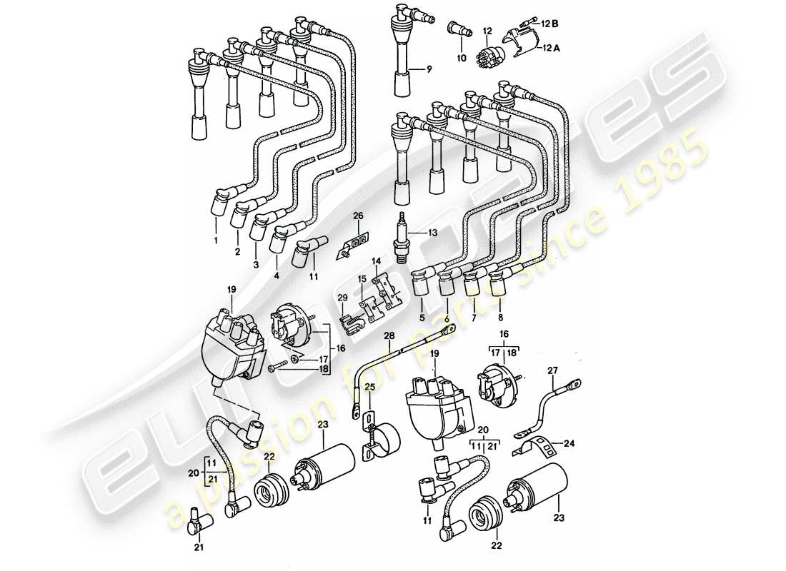 porsche 1993 (928) électrique du moteur schéma des pièces