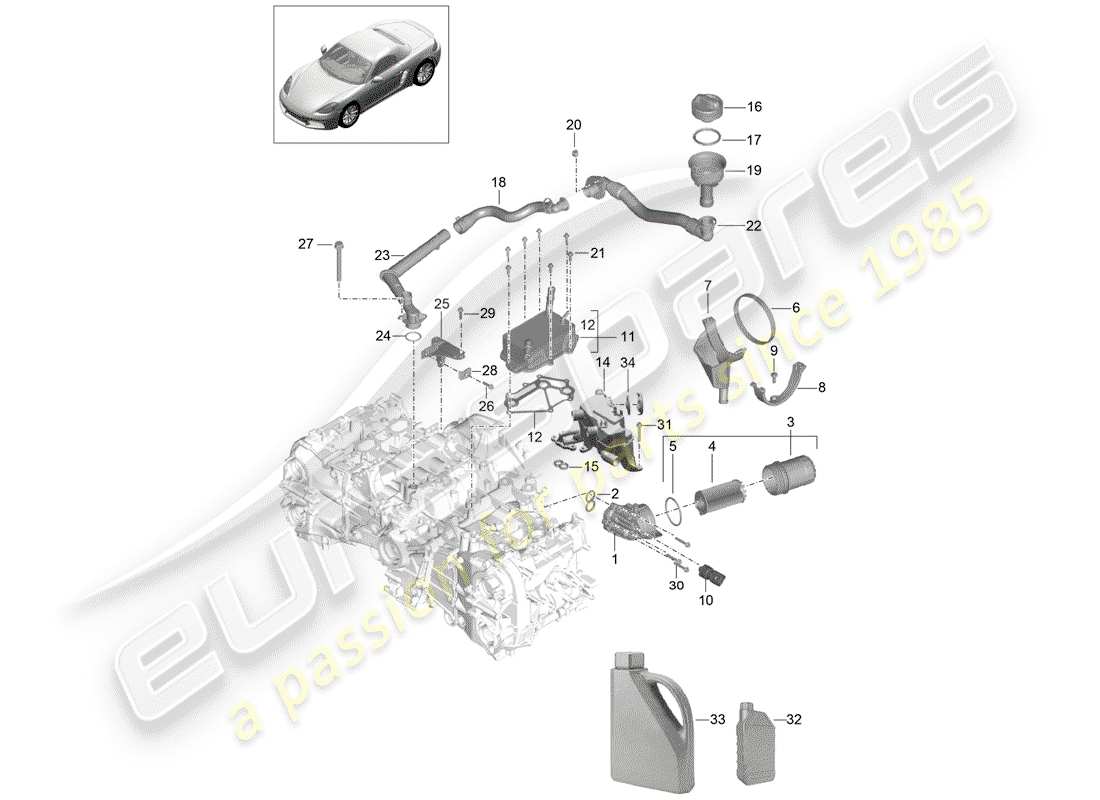 porsche 2020 (718 boxster) moteur (presse à huile./lubrica.) schéma des pièces